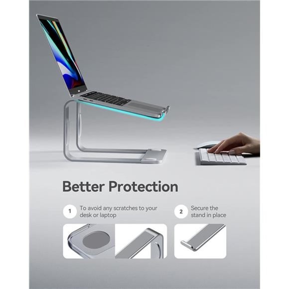 Laptop Stand, Ergonomic Laptop Riser Laptop Mount for Desk, Silver - Picture 4 of 6